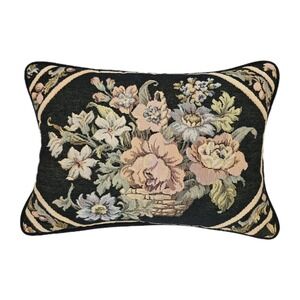 Floral VTG Tapestry Throw Pillow Old World Victorian Cottage Granny Country 13x9